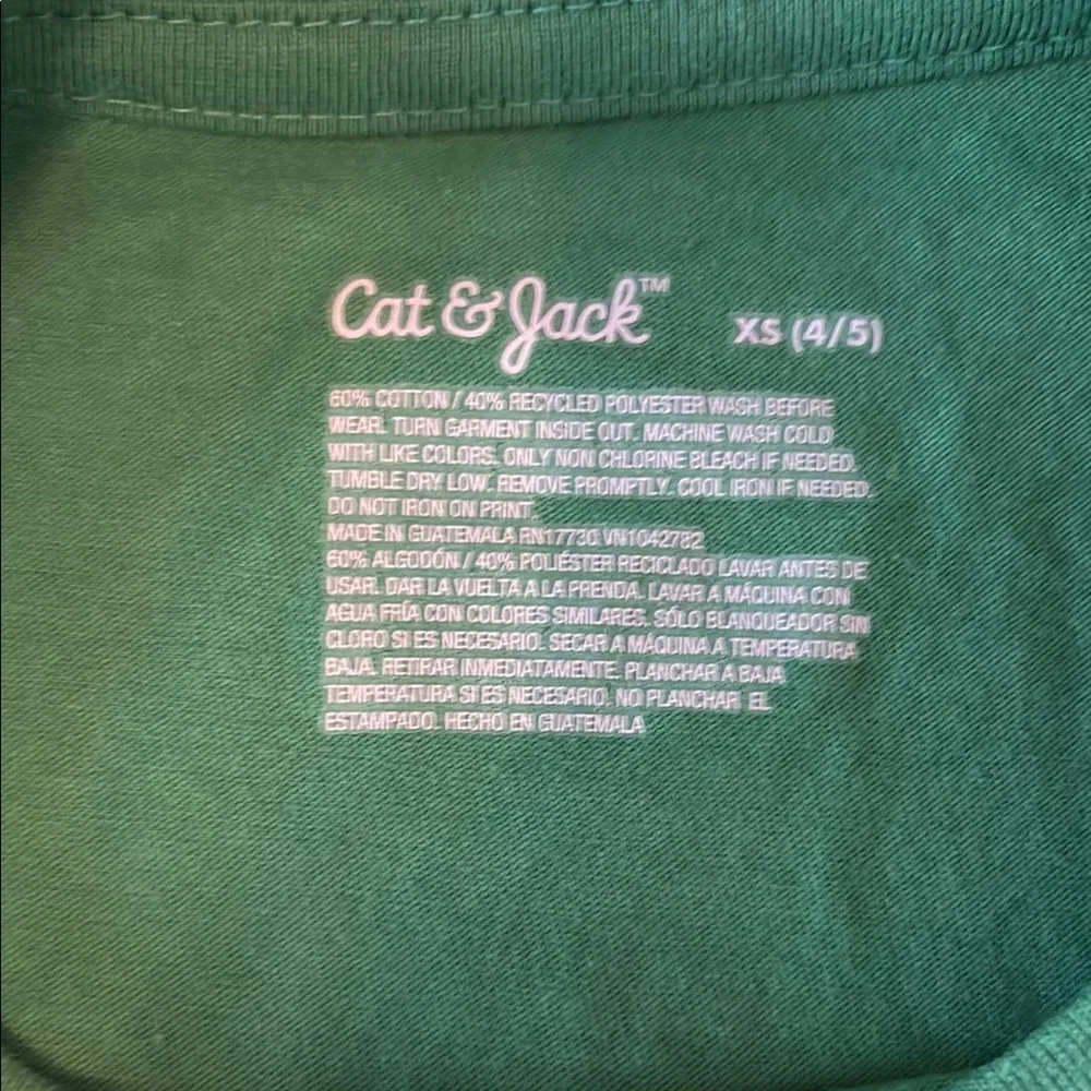 Cat & Jack Vibrant Green Tee Size 4-5 Boy - Picture 3 of 4
